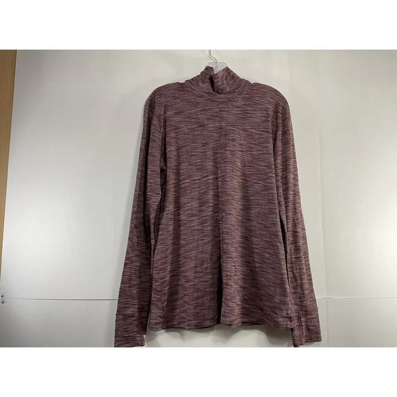 Lululemon Mock Neck &Go Take-Off Cutout Back Long Sleeve Shirt Bordeaux Size 12 - Picture 1 of 11